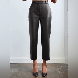 Babaton Black Straight-Leg Leather Pants